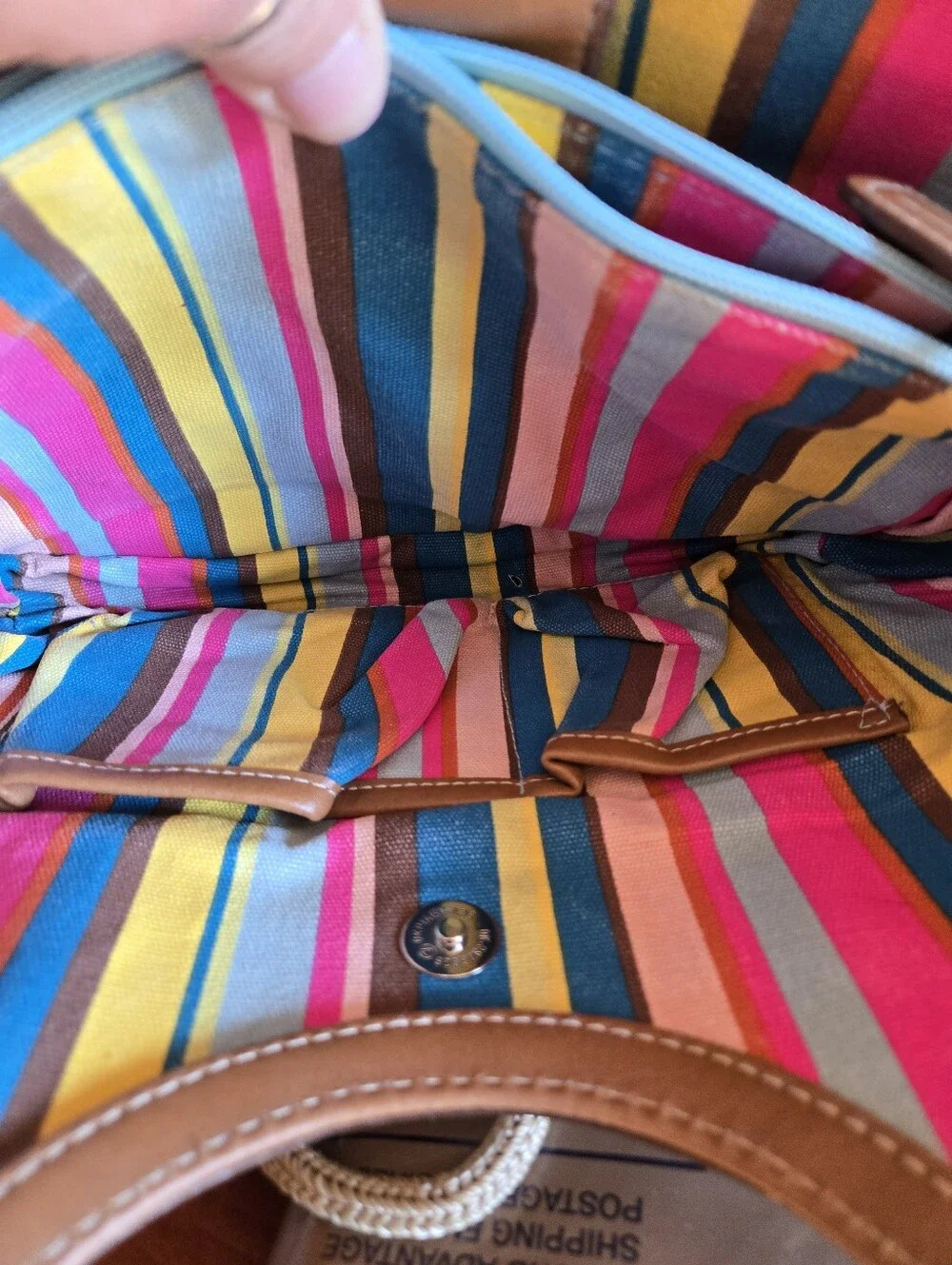 Fossil Woven Straw Tote with Brown Leather Handles NWOT